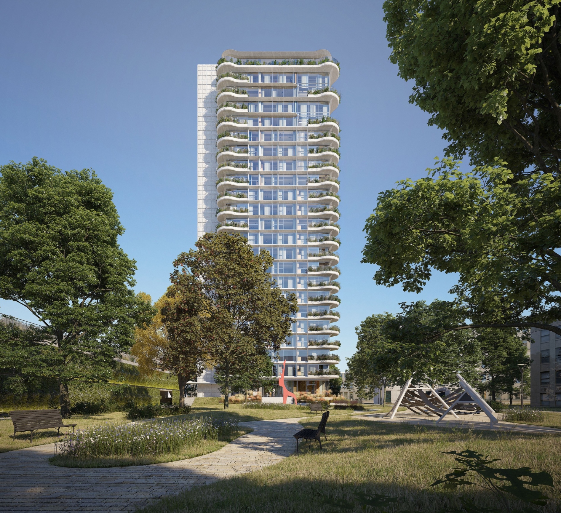 Budoucí podoba mrakodrapu v Ostrčilově ulici. Vizualizace: AI- DESIGN